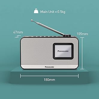 Panasonic RF-D15EG-K Portable DAB+/FM Digital Radio with Bluetooth, 2.4 Inch TFT LCD Display, 3W 5 cm Speaker, Sleep, Alarm Clock Function, Black