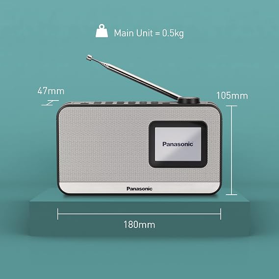 Panasonic RF-D15EG-K portable DAB+/FM digital radio, Bluetooth, 2.4 inch TFT LCD screen, 3W 5cm speaker, sleep, alarm and clock function, black.