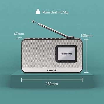 Panasonic RF-D15EG-K portable DAB+/FM digital radio, Bluetooth, 2.4 inch TFT LCD screen, 3W 5cm speaker, sleep, alarm and clock function, black.