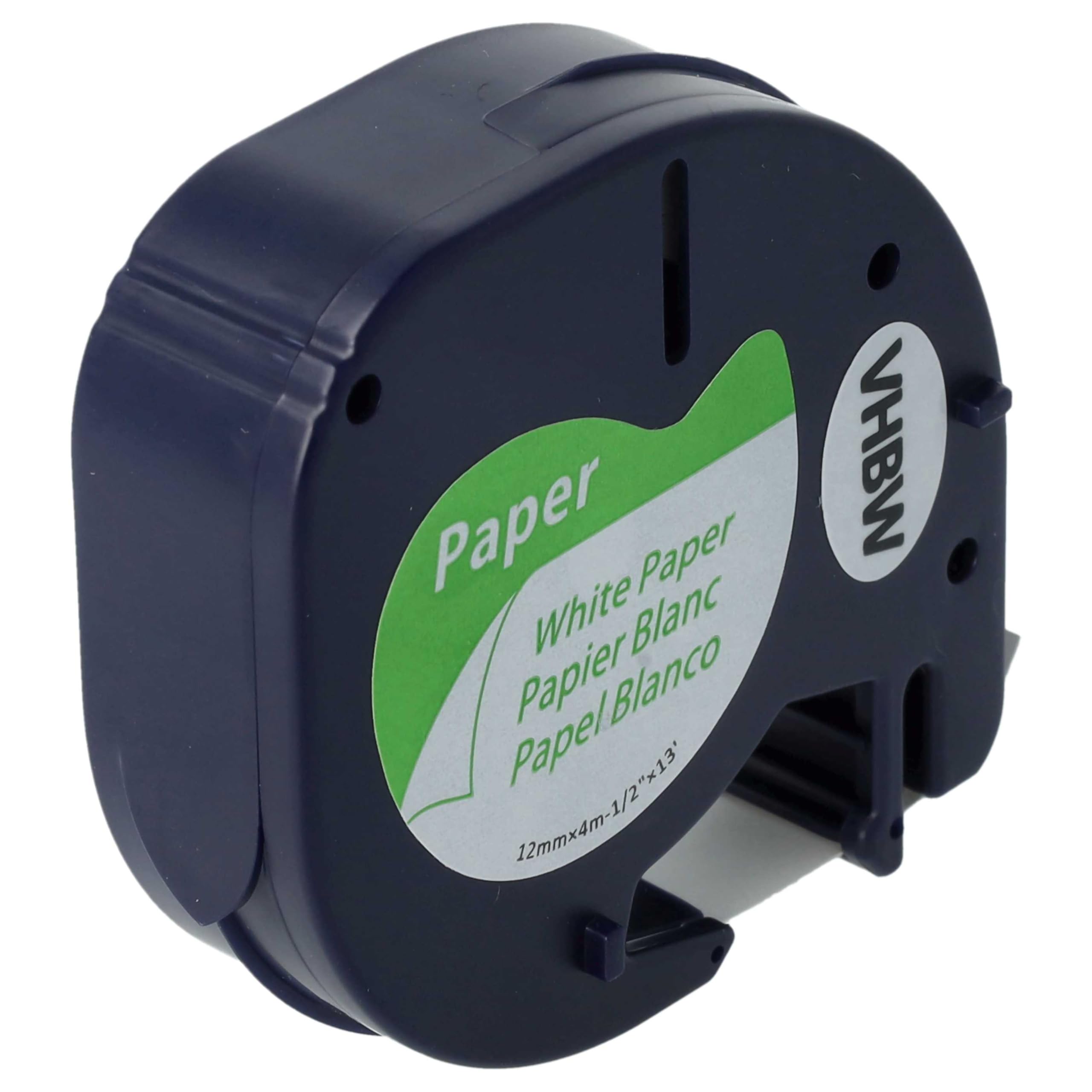 vhbw 10 x zamiennik papieru do etykiet Dymo 91200, S0721520 do drukarki etykiet 4 m x 12 mm, czarny na białym, papier/plastik
