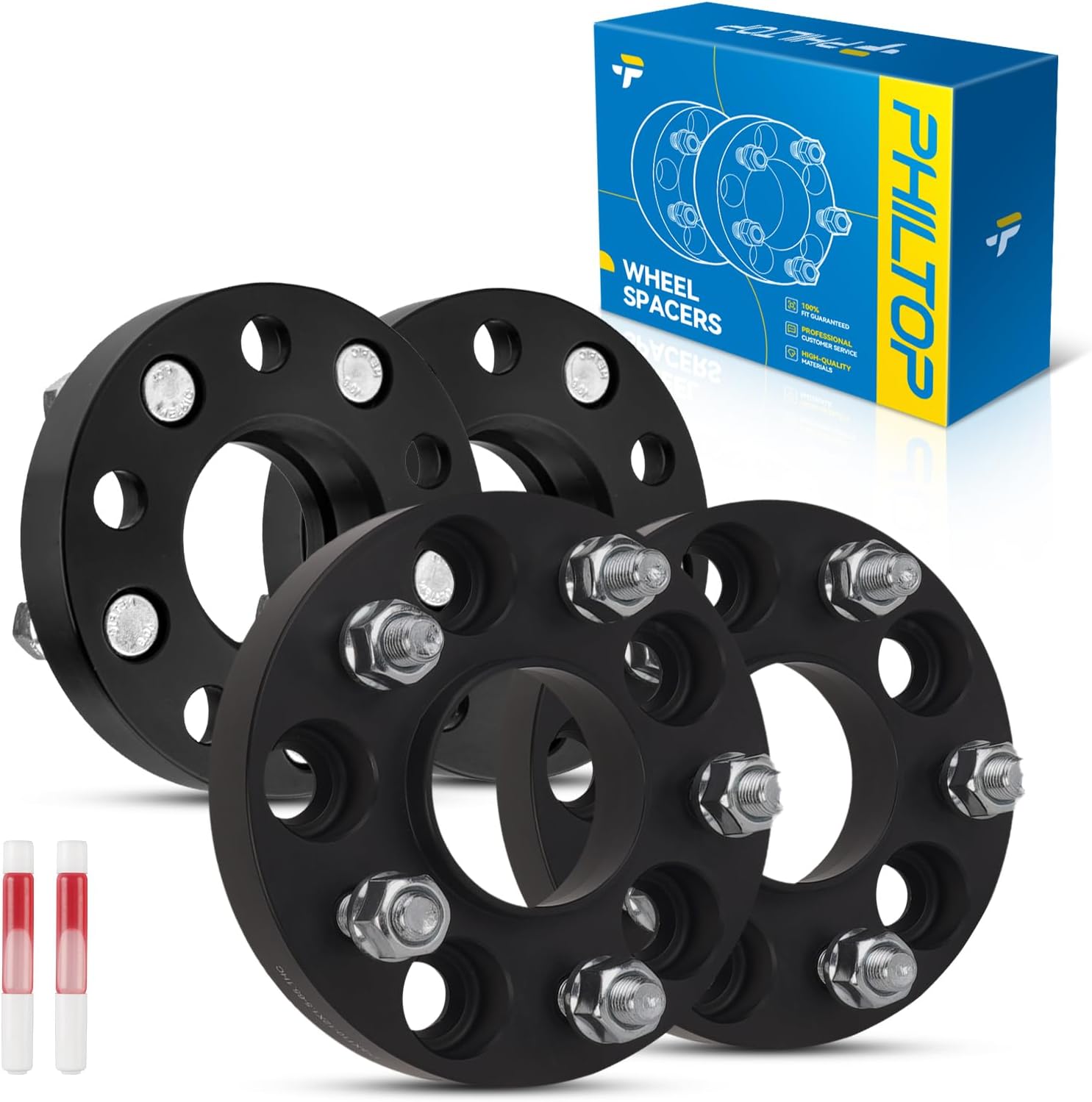 PHILTOP 5x110mm Wheel Spacer, 1" Hub Centric Wheel Spacers Fit for Malibu, Cobalt, G6, HHR, Ion, Aura, Solstice, G5, 9-3, Astra, Sky, Thread Pitch M12x1.5 Hub Bore 65.1mm - 4Pcs