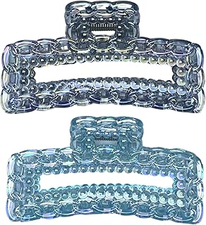 مشابك شعر مزخرفة، تصميم شفاف كريستالي، عبوة من قطعتين (اسود وازرق)