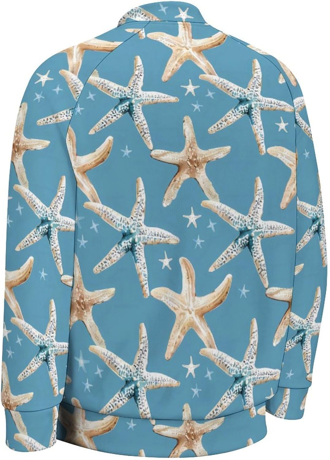 Starfish Shell Novelty Men's Baseball Jackets Causal Sweatshirt Button Top Long Sleeve Coat