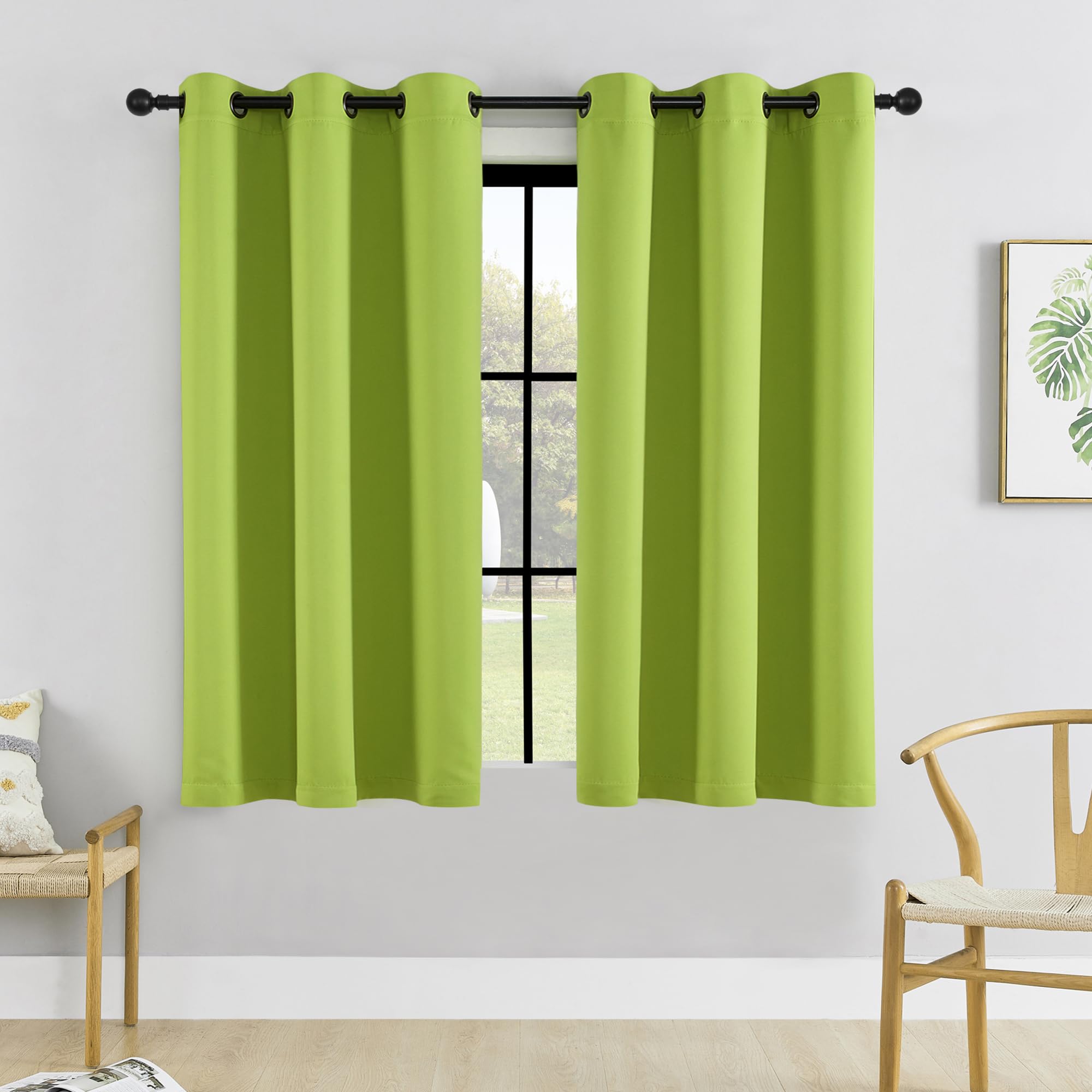 HUTO Blackout Curtains Drapes 54 Inch Length - Thermal Insulated Antique Copper Grommet Black Out Drapery Panels for Basement Bathroom Small Windows,