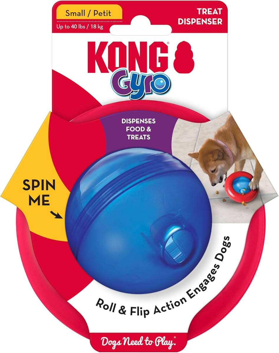 KONG Gyro, Interactive Treat-Dispensing Dog Toy, for Small Dogs | Interactive Treat-Dispensing Toy & Slow Feeder That Supports Healthy Eating & Engaging Mealtime Play