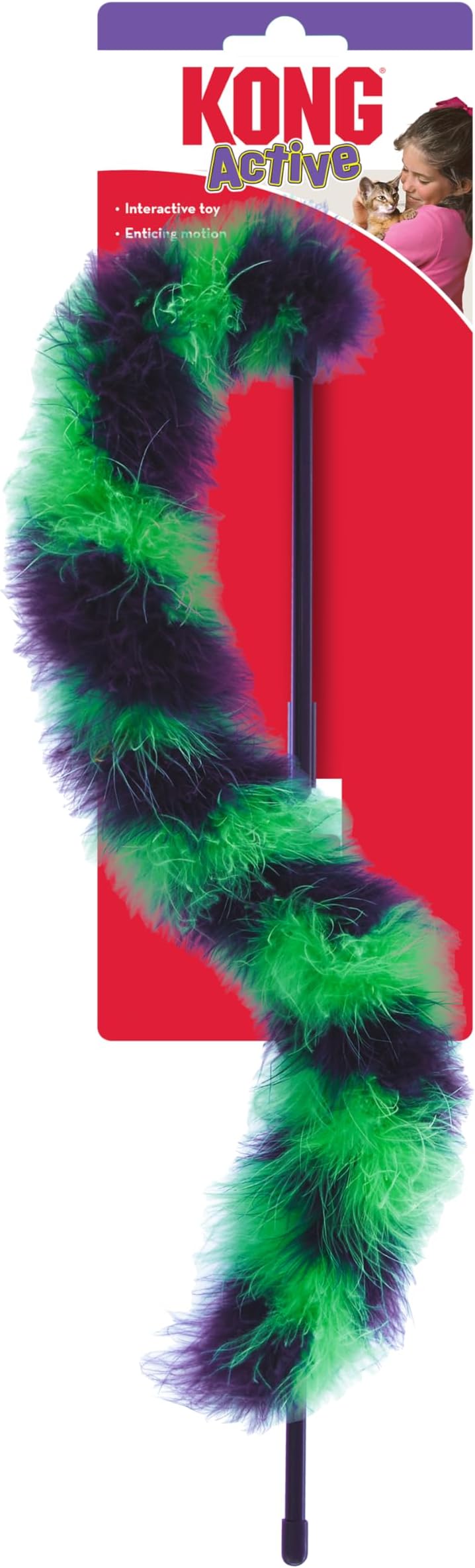 KONG Twisted Boa Teaser Cat Wand, Interactive Feather Cat Toy with Catnip, Promotes Healthy Exercise, Hunting, Chasing, Active Indoor Play, Dynamic Motion, Mimics Prey, for Cats, Kittens, Assorted