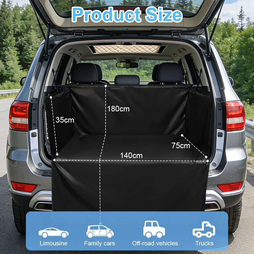 AUYAO Protection Coffre Voiture Chien, Universel Housse de Protection Couverture Imperméable et Facile à Nettoyer, Résistant et Durables, avec Protection Latérale, pour Voitures, SUV, 180 * 105cm