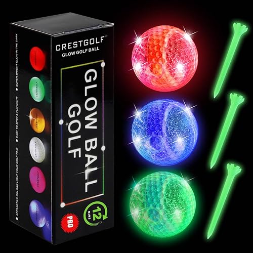 Crestgolf Glow in The Dark Golf Balls with Glow Tees,