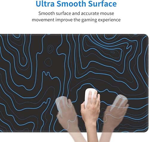 Vista 18 de Alfombrilla de mouse japonesa para juegos con ondas verdes y blancas, XL, base de goma antideslizante, bordes cosidos, alfombrilla de escritorio