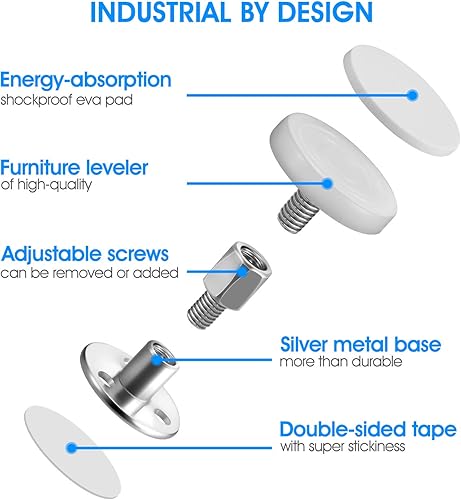 Miniatura 4 de CRETBEL 4 topes para cabecero, marco de cama ajustable roscado, herramienta antivibraciones con almohadillas para muebles, estabilizador de