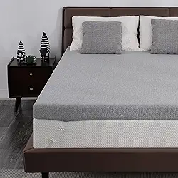 Cobertura de colchão extra firme de 10 cm, cobertura de cama de espuma viscoelástica reversível para alívio da dor, almofada de colchão de carvão de bambu de gel de alta densidade com capa removível,