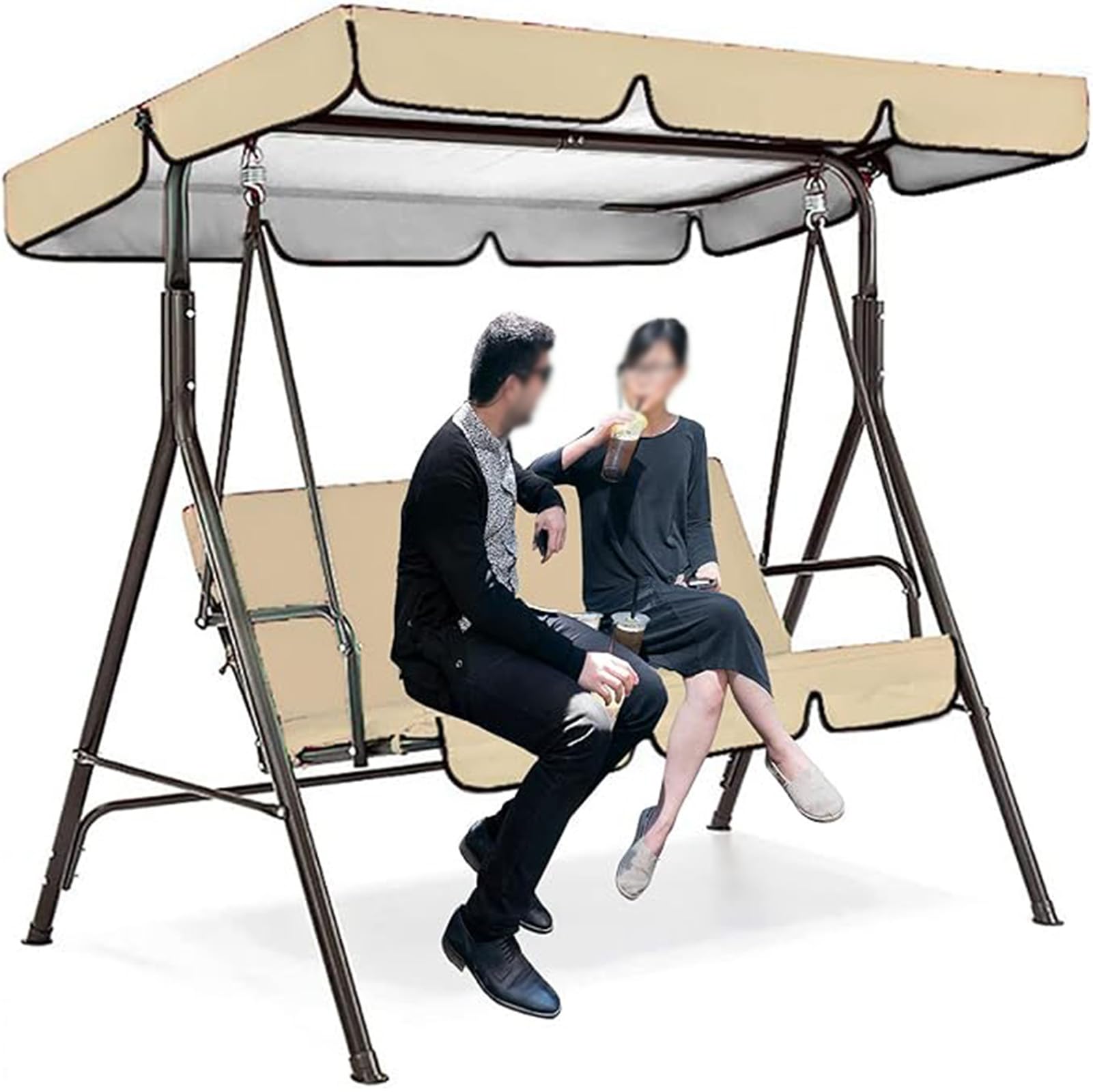 D,195x125x15cm, Replacement Canopy 2 Or 3 Seater Swing Seat Canopy Replacement Waterproof Garden Swing Chair Canopy Replacement UV Resistant Cover Patio Hammock Cover Only Canopy