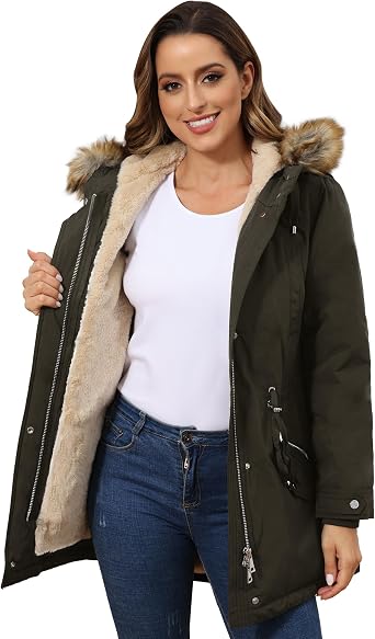 ROYAL MATRIX Womens Winter Coats Fleece Lined Parka Jacket Hooded Long Winter Warm Parka Coat with Pockets