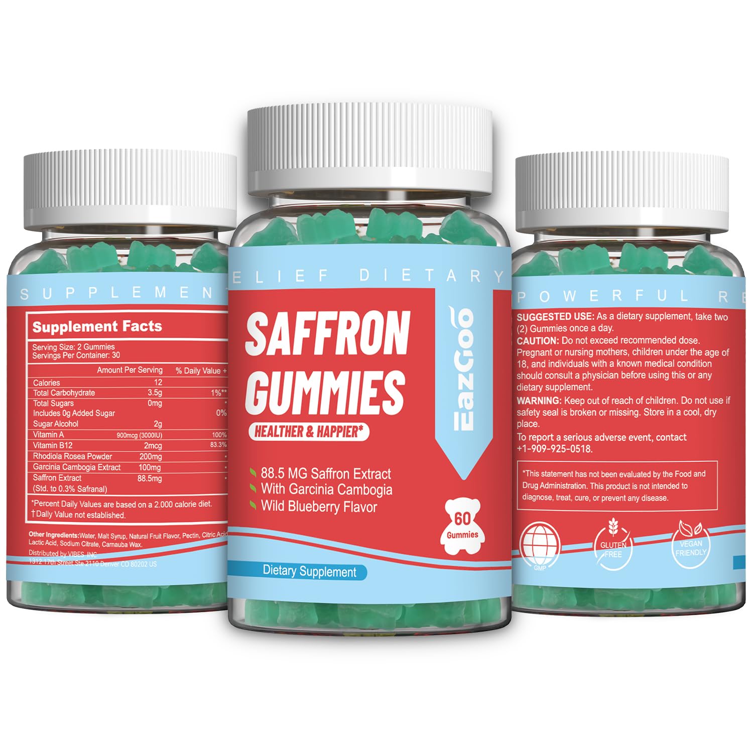 Saffron Supplements Gummies, Saffron Extract, Vegan - 60 Gummies — Amazon image 8