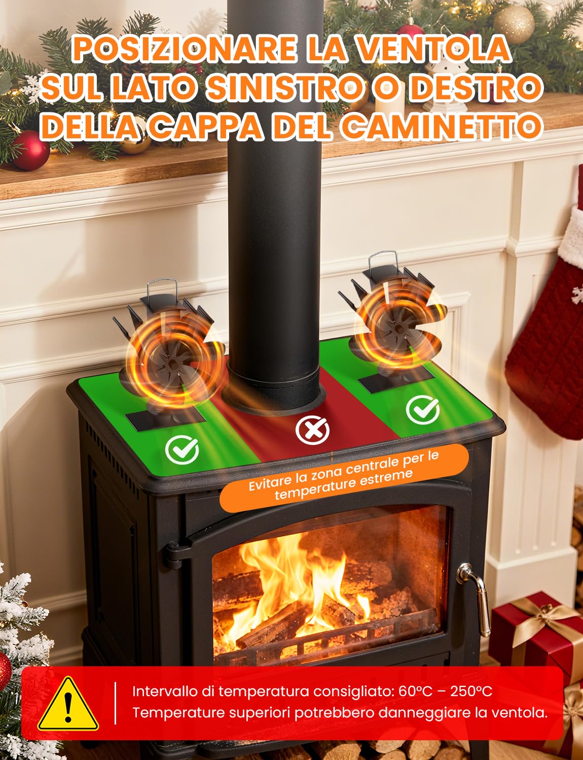 Ventilador de Chimenea 6 Aspas Ventilador de Estufa Silencioso Alimentado por Calor Ventilador de Quemador de Leña No Eléctrico Ecológico para Estufas de Leña Madera Pellet Chimenea