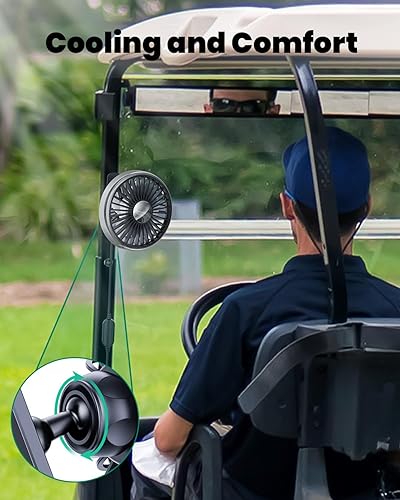 Miniatura 6 de Ventilador portátil para carrito de golf, ventilador alimentado por USB para EZGOYamahaClub Car, juego de 3 velocidades, giratorio de 360 grados,