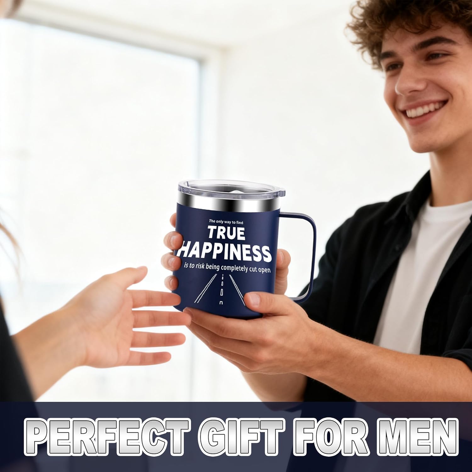 Birthday Gifts for Men - Inspirational Coffee Mug for Valentines Day & Fathers Day, Personalized Gifts for Him, Boyfriend, Husband, Grandkids, Dad, Grandpa, Best Friend, 14oz, Navy Blue - Image 4
