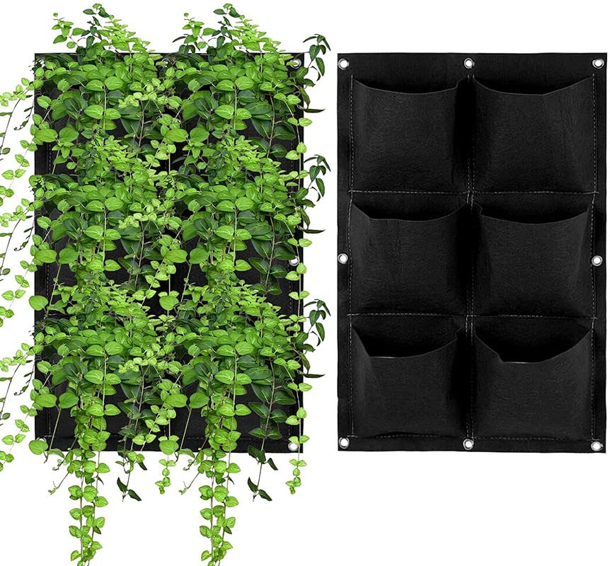 Non-Woven Felt Fabric Vertical Garden 18 Pockets for Gardening, Plants, Flowers, Suitable for Indoor and Outdoor (Black) (Black 24 * 16)