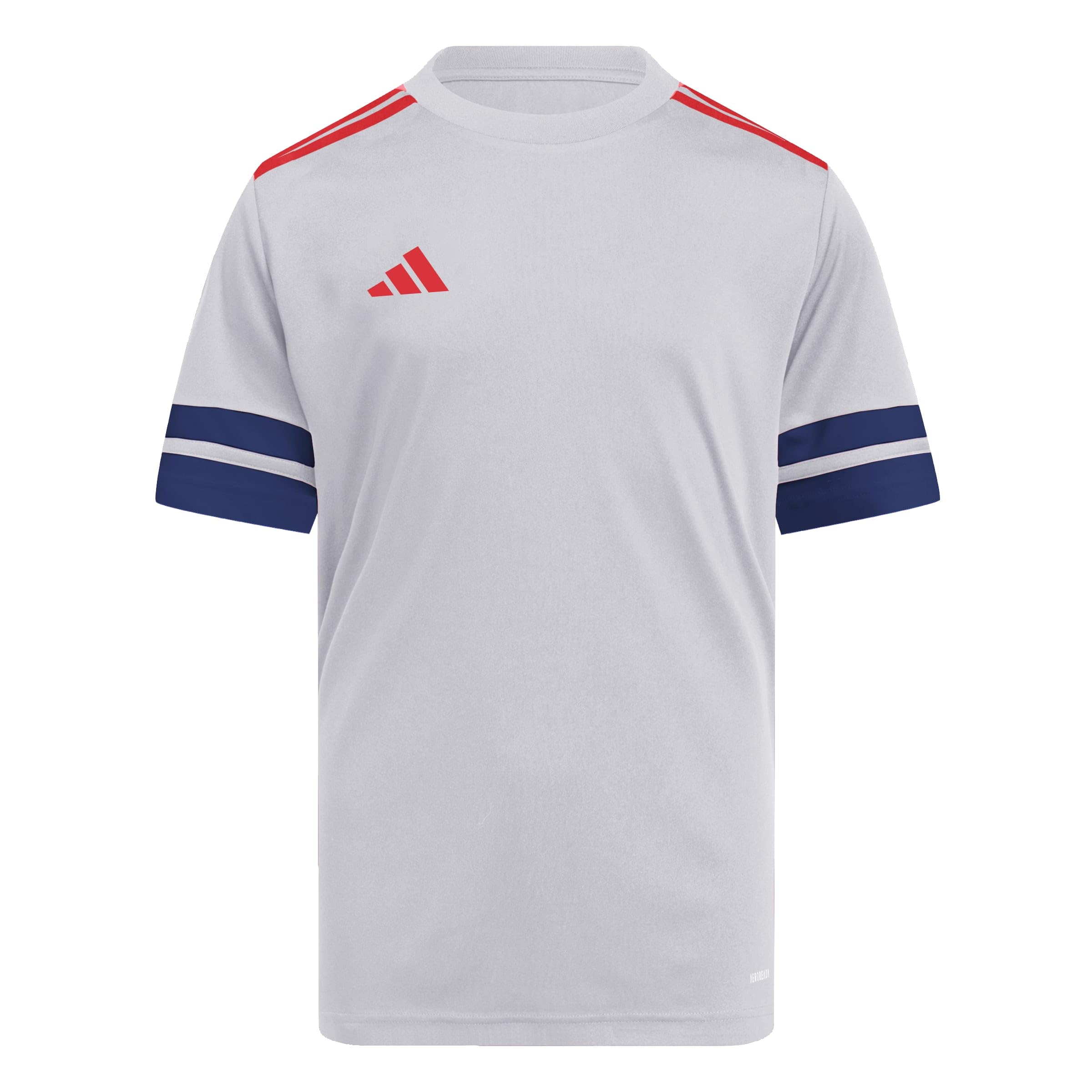 adidas Unisex Kids SQUADRA25 Jersey Short Sleeve Kids, Glory Grey/Team Navy Blue 2/Pure Ruby, 5-6 Years