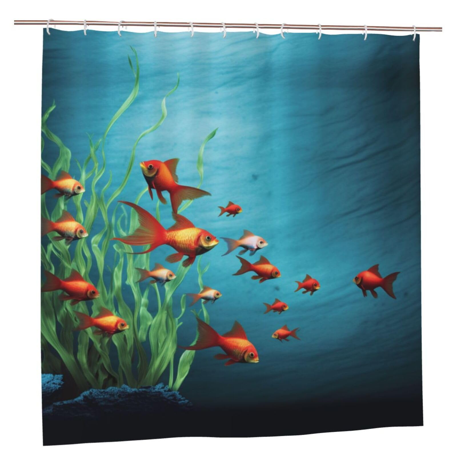 BWWHCCTI fish aquarium Printed Shower Curtain With 12 Plastic Hooks Opaque Quick Drying Waterproof Shower Curtains Sets For Bathroom 183x183 CM