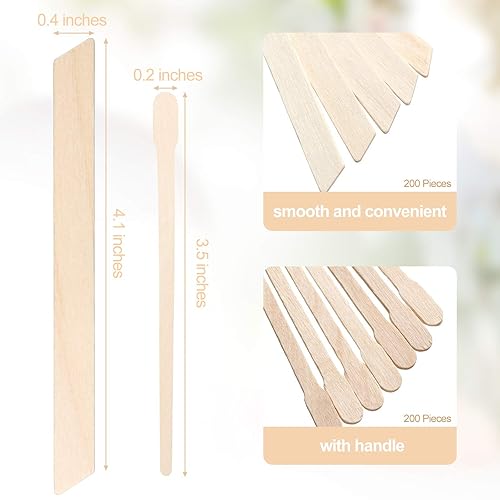 Miniatura 2 de 400 varillas aplicadoras de cera, espátulas de madera, incluye 200 aplicadores de cera pequeños de borde y 200 varillas aplicadoras de cera pequeñas