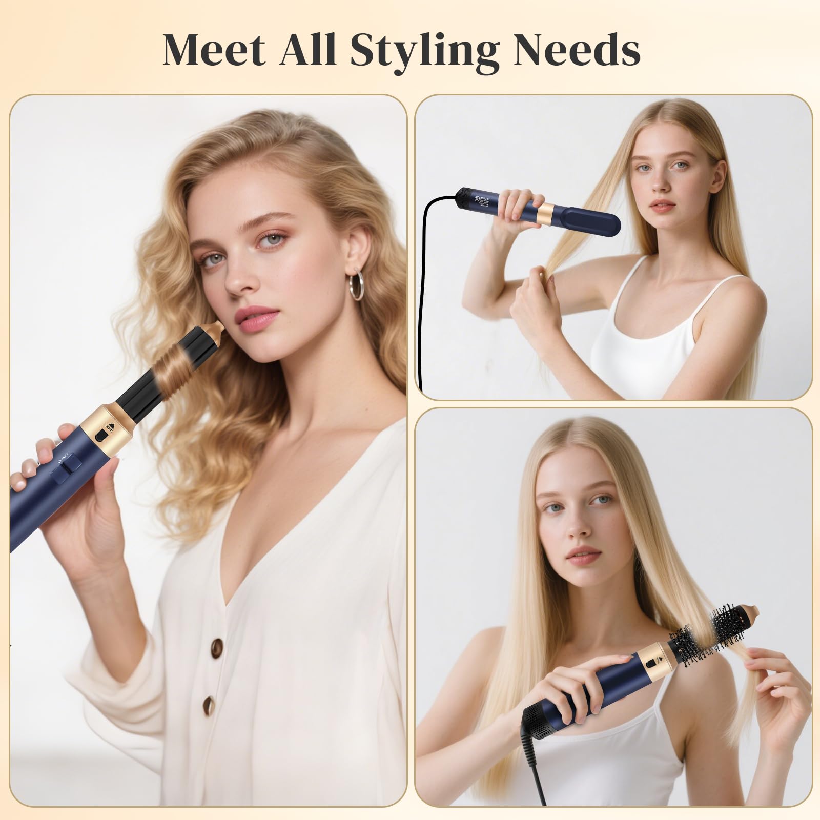 Airstyler, Set 5 In 1 Per Lo Styling Dei Capelli Con Spazzola Ad Aria Calda Ferro Arricciacapelli Automatico E Spazzola Lisciante Aggiungi Volume Liscia Arriccia E Acconcia I Tuoi Capelli