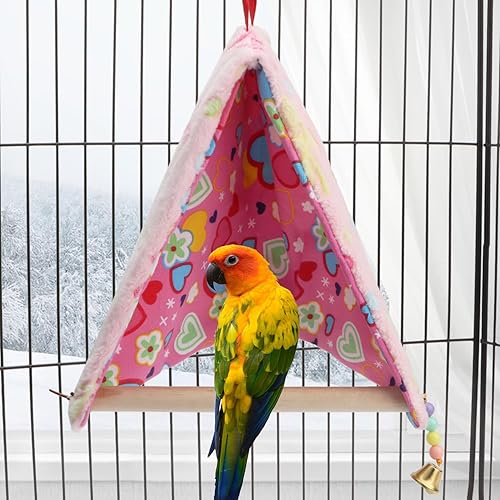 Miniatura 5 de Tienda de campaña de felpa para pájaros, hamaca triangular cálida para invierno, cama nido para loro, periquito, cacatúa, tortolito (M)