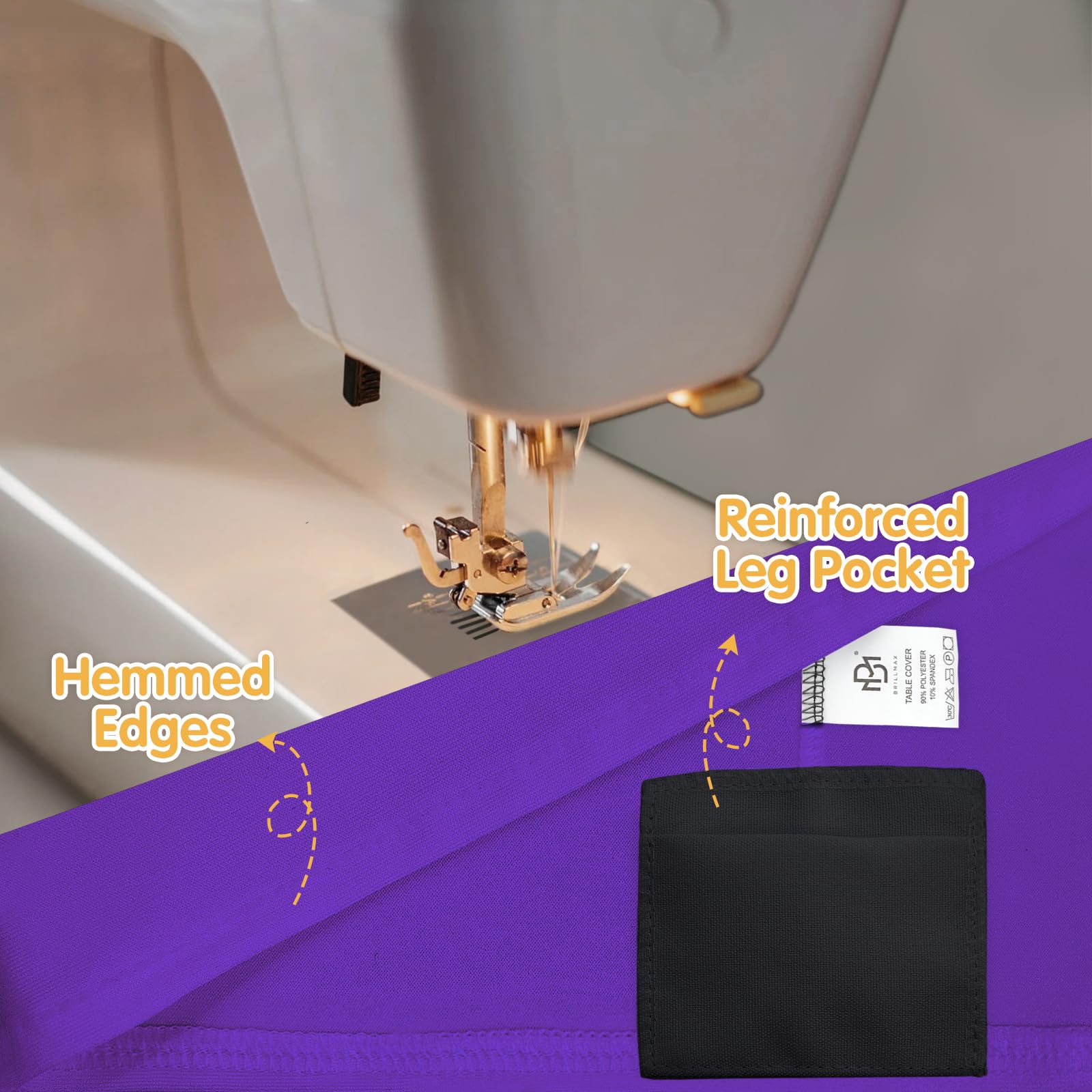 Paquete de 6 manteles de elastano ajustables de color morado, manteles elásticos de 6 pies para mesas rectangulares de 6 pies, tela de lino elástica para bodas, banquetes, fiestas de cumpleaños, bufés