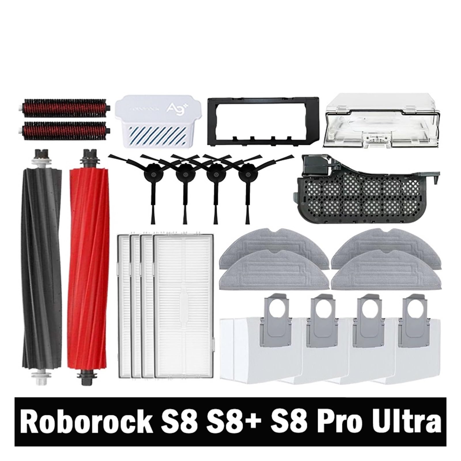 Główne Szczotki Boczne Odkurzacza, Pasujące Do Roborock, S8 S8 Pro Ultra S8 + S8 Plus Części Zamienne Do Robota Ścierki Do Mopa Filtry Worki Na Kurz szczotki próżniowe i filtr(Plum)