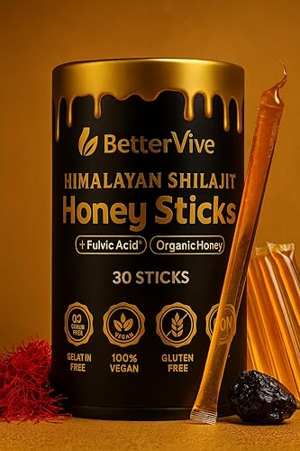 Palitos de miel Shilajit del Himalaya con azafrán orgánico  30 barras fáciles de usar para aumentar la energía natural, apoyo inmunológico y