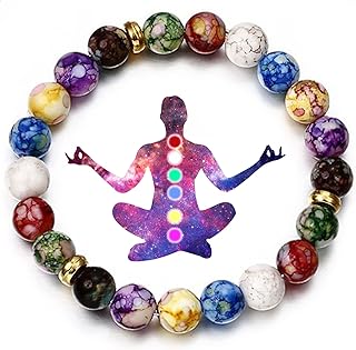Pulsera Arus 7 Chakras Original,Healing Stone Bracelet for Women 7 Chakras Reiki Healing Crystals Bracelet Gemstone Bracelet Yoga Balance Energy Volcanic Stones Beads Bracelet Jewelry Gift
