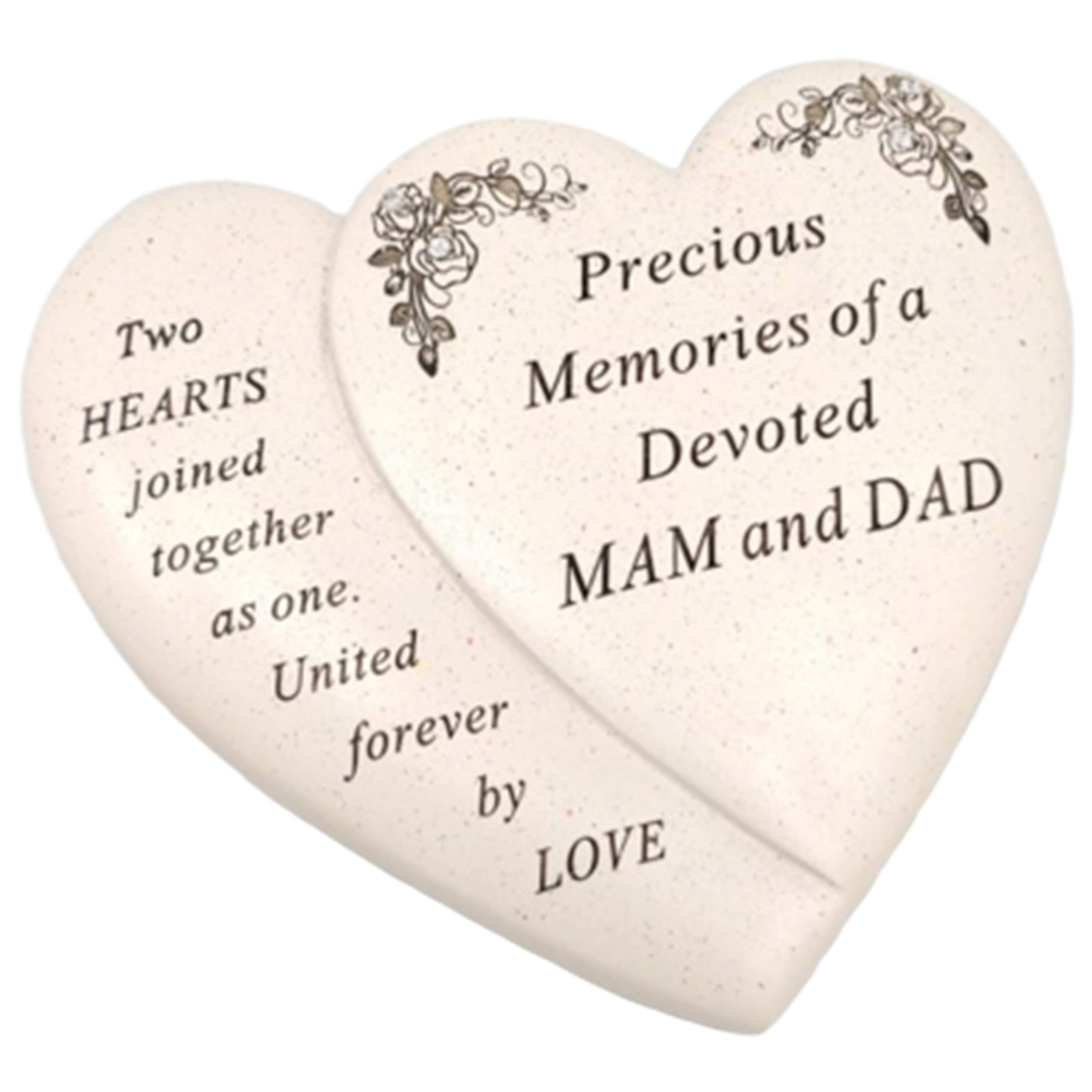 Angraves Mam & Dad Double Heart Flower Graveside Memorial Ornament Verse Plaque