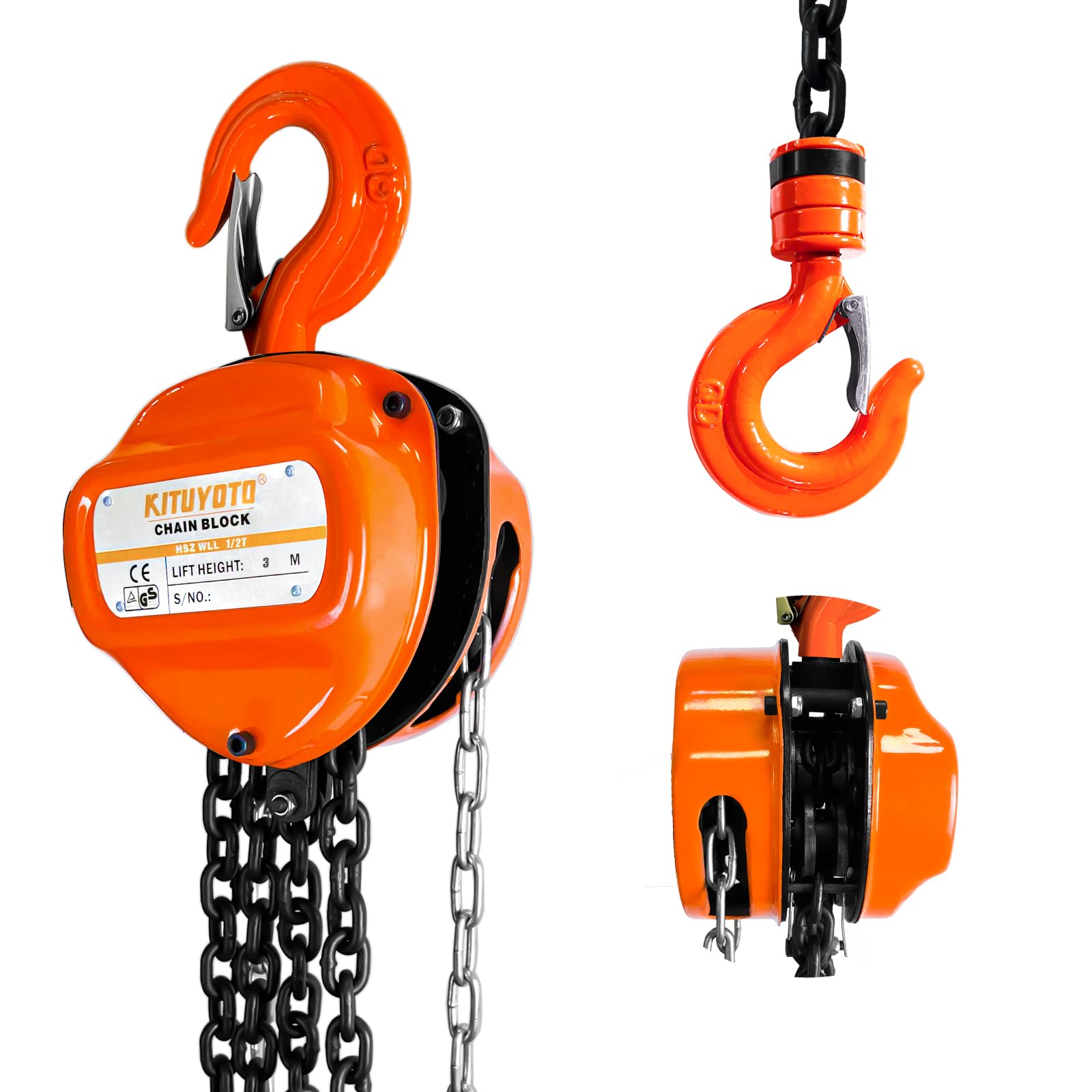 Chain Hoist 1/2 Ton Come Along Hoist 10ft G80 Alloy Steel Chain
