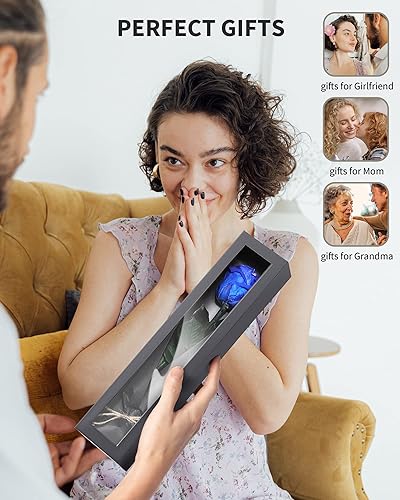 Miniatura 4 de Flores azules para entrega, rosas azules preservadas, regalos de flores para mujeres, rosas reales, regalos de rosas individuales para ella, regalos