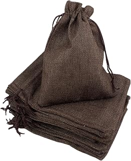 Palmhomee Pack of 12 Burlap Gift Bags with Drawstring Linen Jewelry Pouches Wedding Hessian Jute Bags for Birthday and Treat Pouches Party Wedding Favors Gift (8x12 Inch, Coffee)