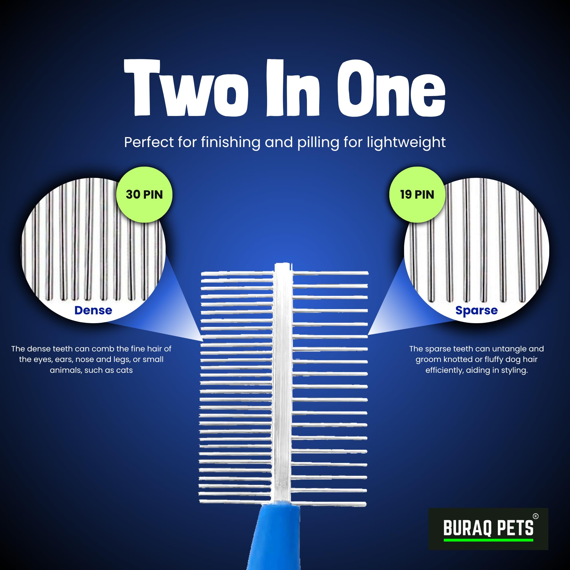 Buraq Pets Double Side Stainless Steel Needles Pets Comb, Hairbrush Grooming for Dogs Cat Cleaning Supplies Cat Comb Or Dog Comb (Dual Side Comb) 3