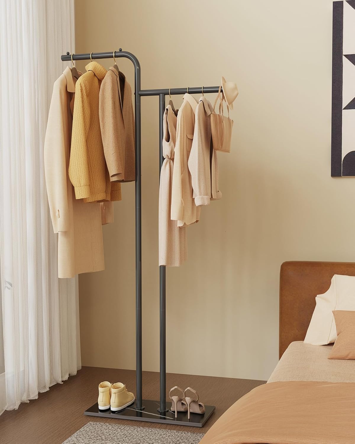 Metal Coat Rack Freestanding, Coat Hanger Stand with Rock Slab Base, Sturdy Clothes Rack, Modern Garment Rack, for Bedroom, Hallway, Entryway, 70.9 Inches High, Black, GYJ201B