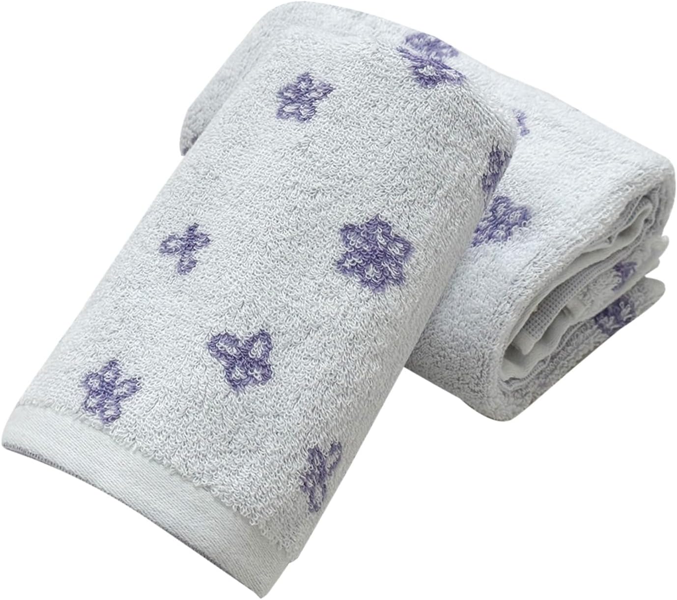 USTIDE Cute Flower Hand Towels for Bathroom 2 Pack, Highly Absorbent Cotton Face Towels for Bath Kitchen Spa Gym, Floral Print Hand Towel Bathroom Decorative Purple and White, 13.8 x 29.5 Inch
