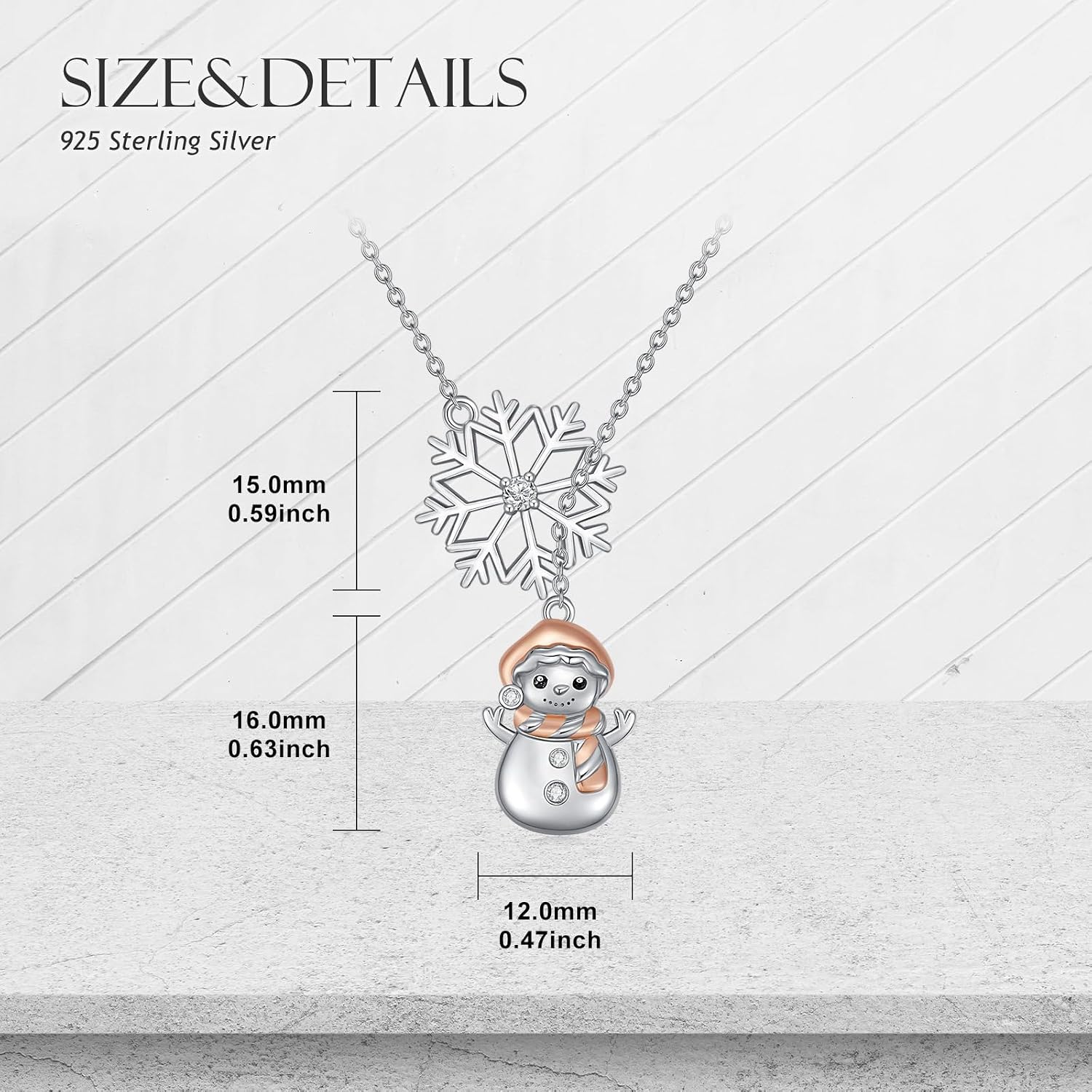 Diamond Snowman Necklace 925 Sterling Silver Snowflake Snowman Y Shaped Pendant Necklace Christmas Jewelry Gifts for Women