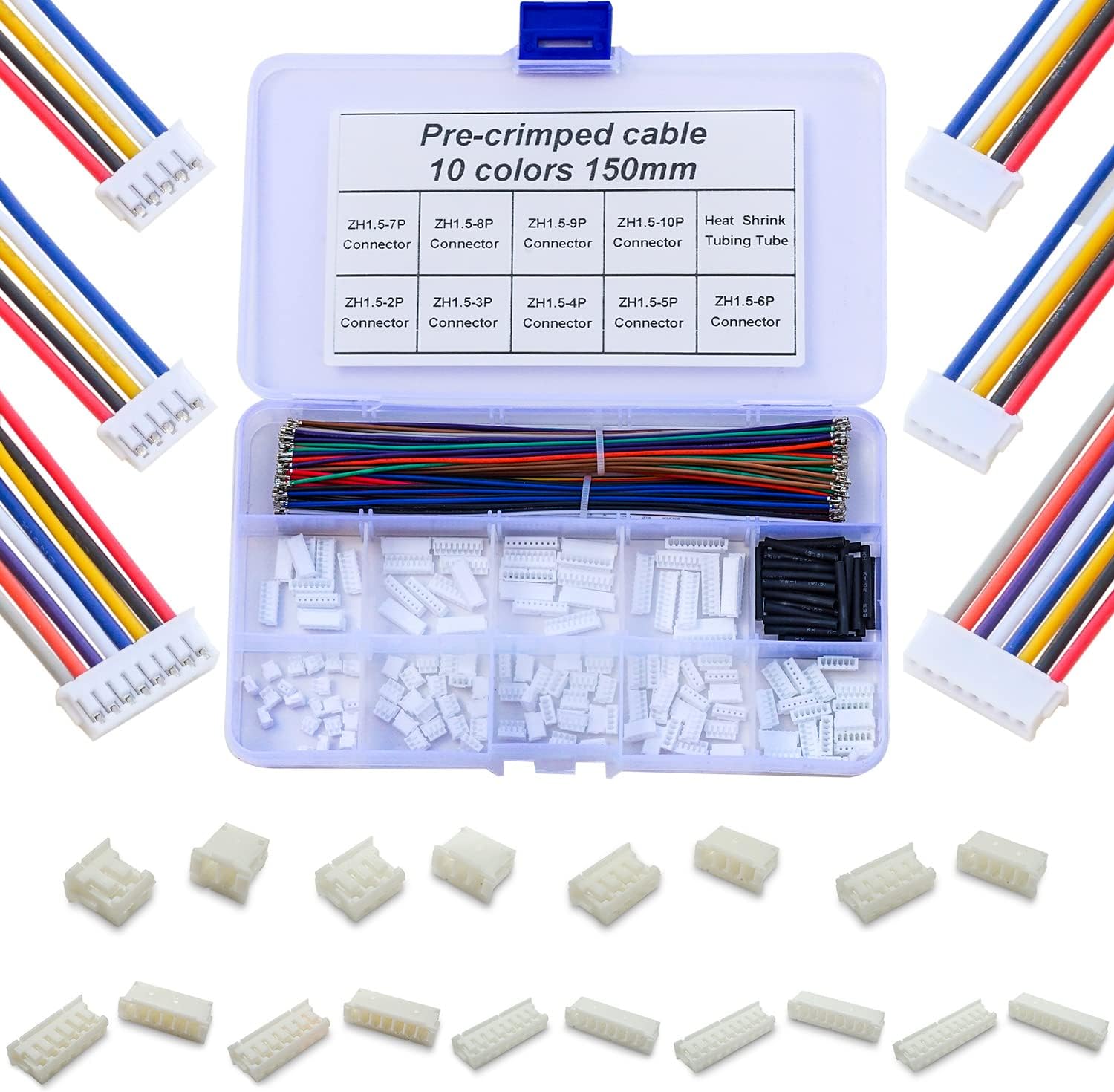 Sponsored Ad - Keszoox ZH 1.5MM JST Connector Kit with 28AWG Premium Pre-Crimped Cables, ZH1.5 Connector 2/3/4/5/6/7/8/9/10 Pin Housing JST Adapter Cable Connector with Length of 150mm Wire Cable