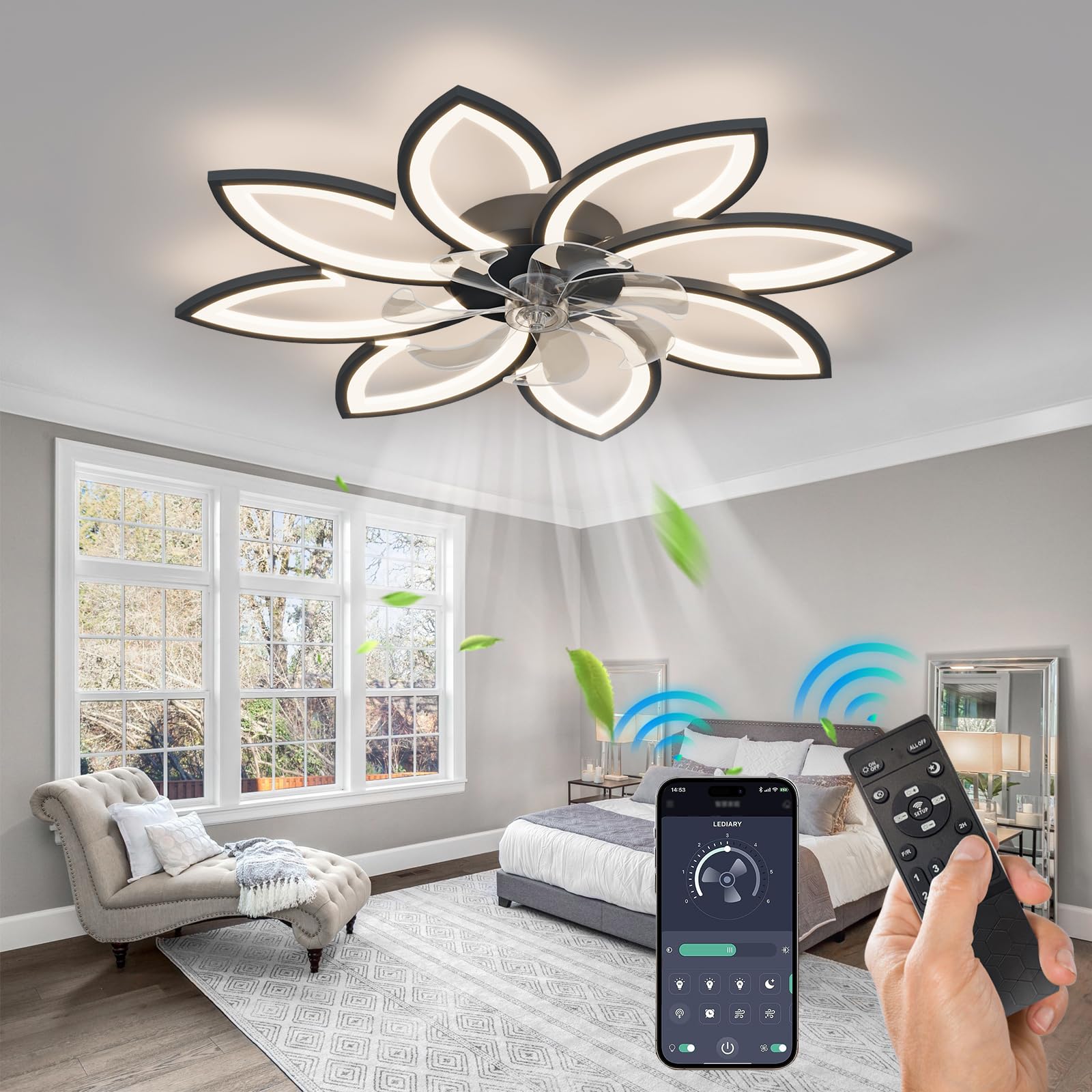 Ventilatore Da Soffitto ATEEZ Con Luce LED - Telecomando 6 Velocità, Reversibile, Motore DC - Foto 10