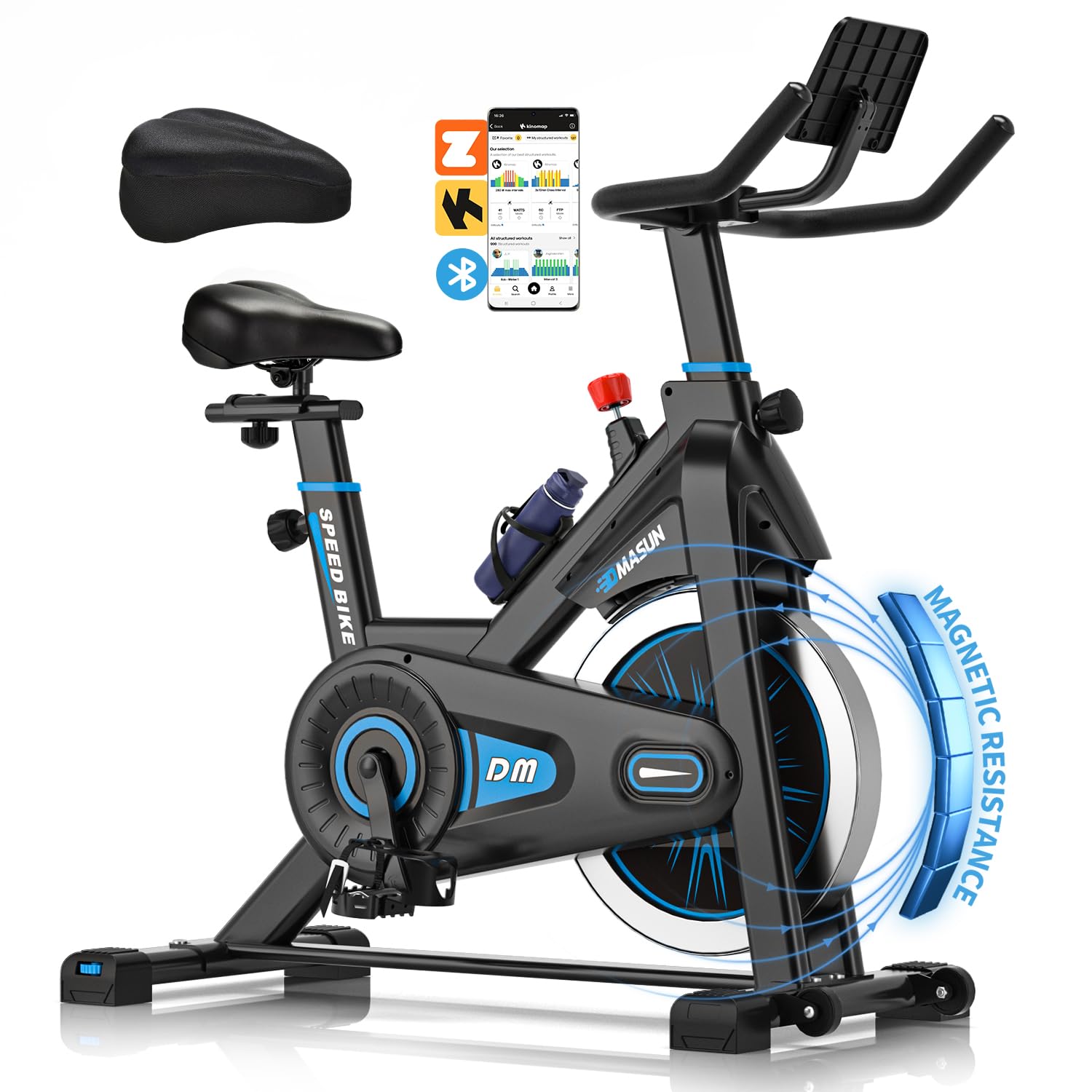 Cyclette da Casa, DMASUN Cyclette Professionale con Portabicchieri, Movimento Silenzioso e Sicurezza Stabile, Cyclette con Comodo Cuscino, Capacità 160 kg (Include Coprisella Cyclette)