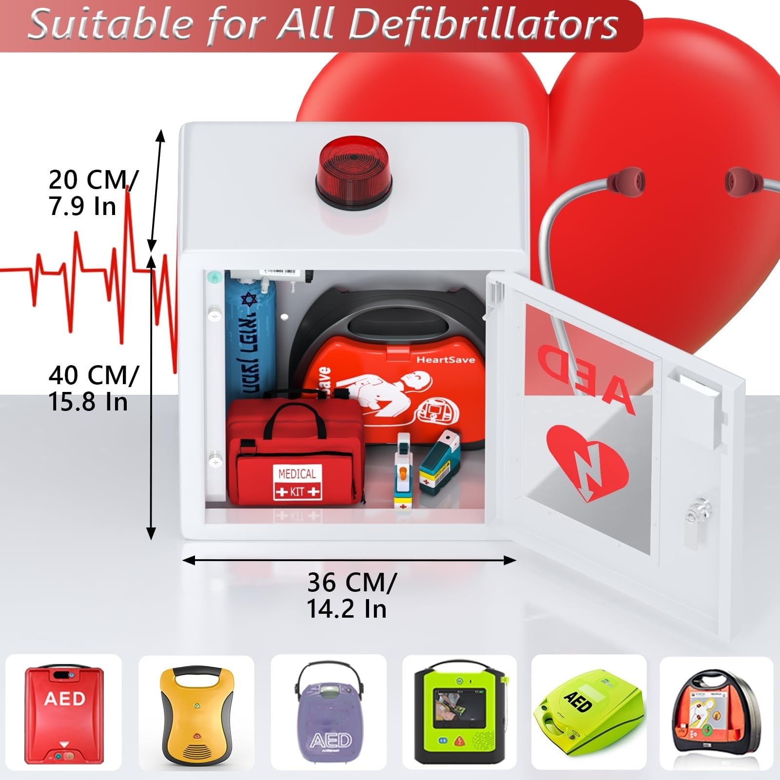 Amazon.co.jp: JYHHGDS AED 除細動器キャビネット 壁掛け式AED収納