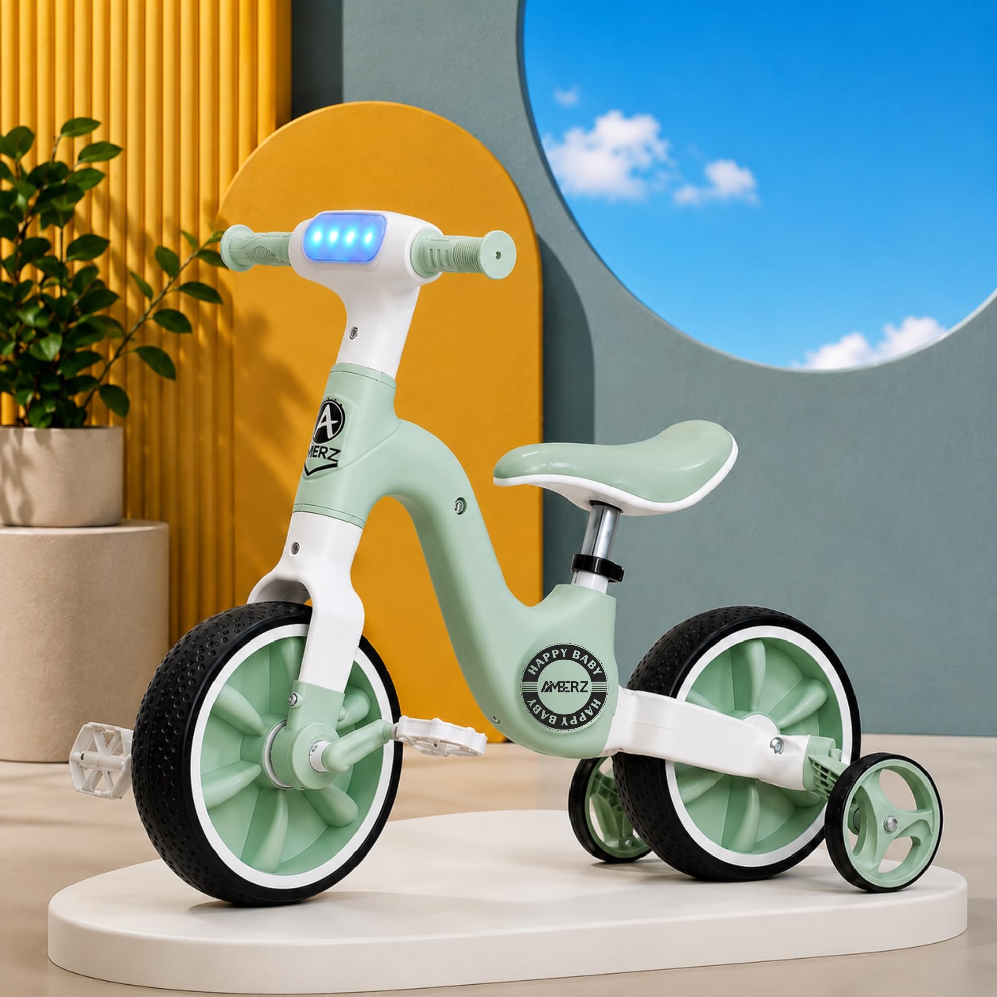 Elite-Ride 3-in-1 Convertible Kids Tricycle with LED Light & Music | Balance Bike to Pedal Bike | Adjustable Seat & Training Wheels | 2-5 Years-image-47