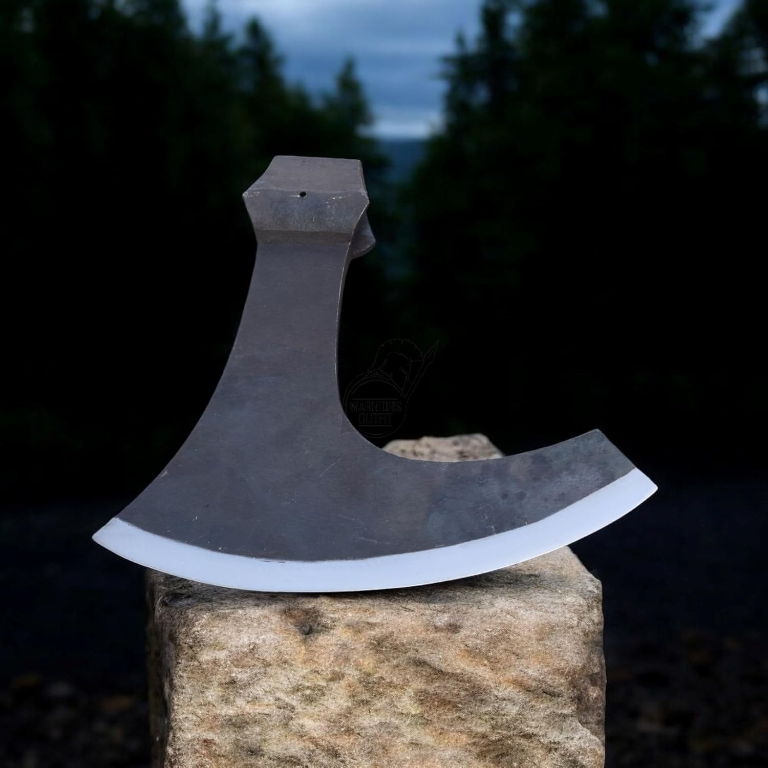 Large Size Hand Forged Medieval Center Hole Axe Head for Wood Chopping, Camping | High Carbon Steel, 27cm Length, 28cm Cutting Edge, 3 Lbs Weight | Outdoor Survival Tool