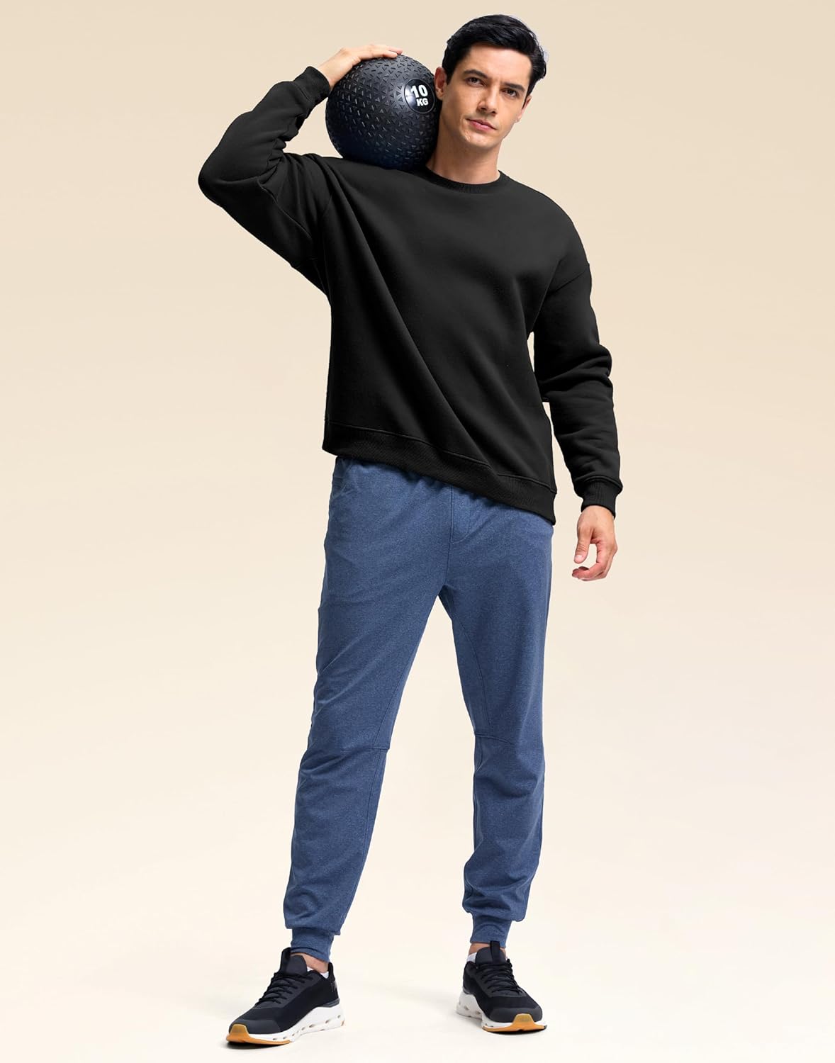 Soothfeel Mens Fleece Lined Crewneck Sweatshirt Cotton Pullover Sweater Athletic Workout Casual Oversized Warm Shirts for Men - Image 7