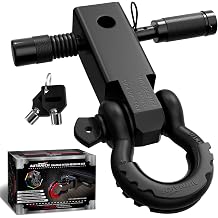 AUTMATCH Shackle Hitch Receiver 2 Inches x 0.75 Inches D-Ring Shackle and 0.625 Inches Trailer Hitch Lock Pin, Heavy Duty Vehicle Recovery Receiver Kit with 20,412 Kilograms Breaking Strength, Shackle