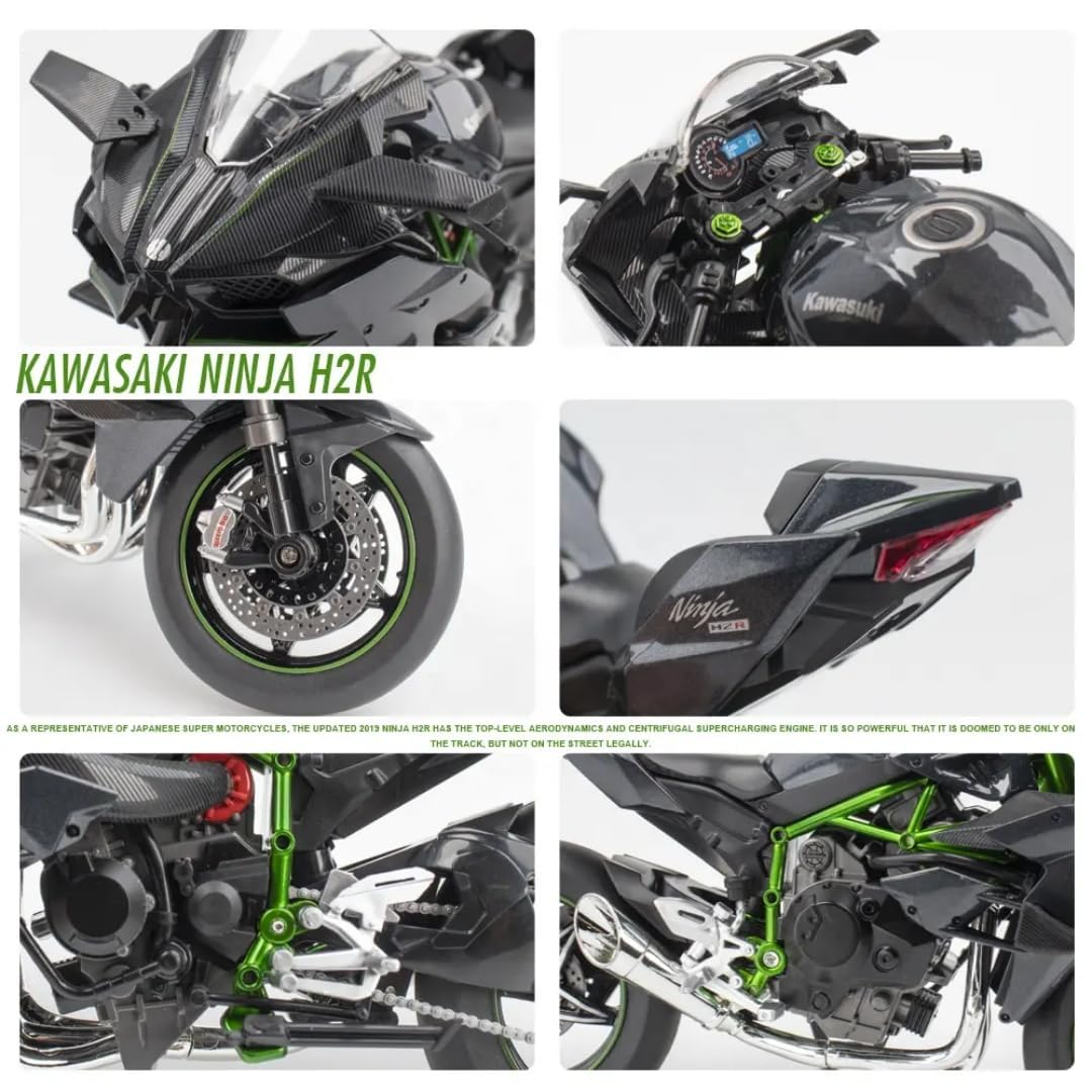 PLUSPOINT Diecast H2R Motorcycle Toy Bike 1:10 Scale Model Vehicles Alloy Simulation Super Bike Also for Car Dashboard Adult Alloy Motorbike Toy Simulation Model Vehicle Toy Street Machine Kids Gift — Amazon image 2