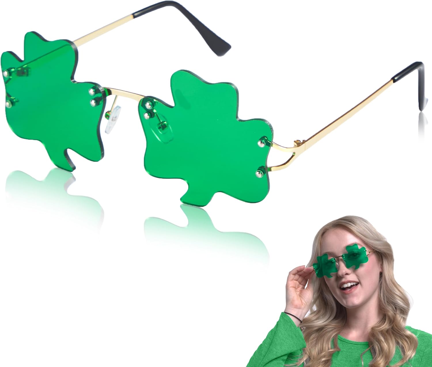 JOYIN St. Patricks Day Shamrock Glasses Metal Frame, St Patricks Dress Up Accessories, Irish Day Costume Party Favor Supply (1)