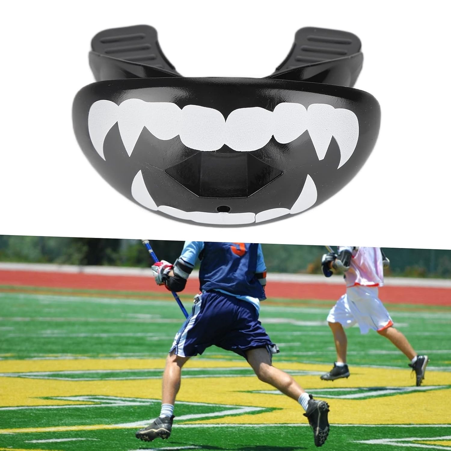 Sports Shock Mouthguard for Youth and Adults Athletic s for Football Hockey Basketball (Black Fangs)